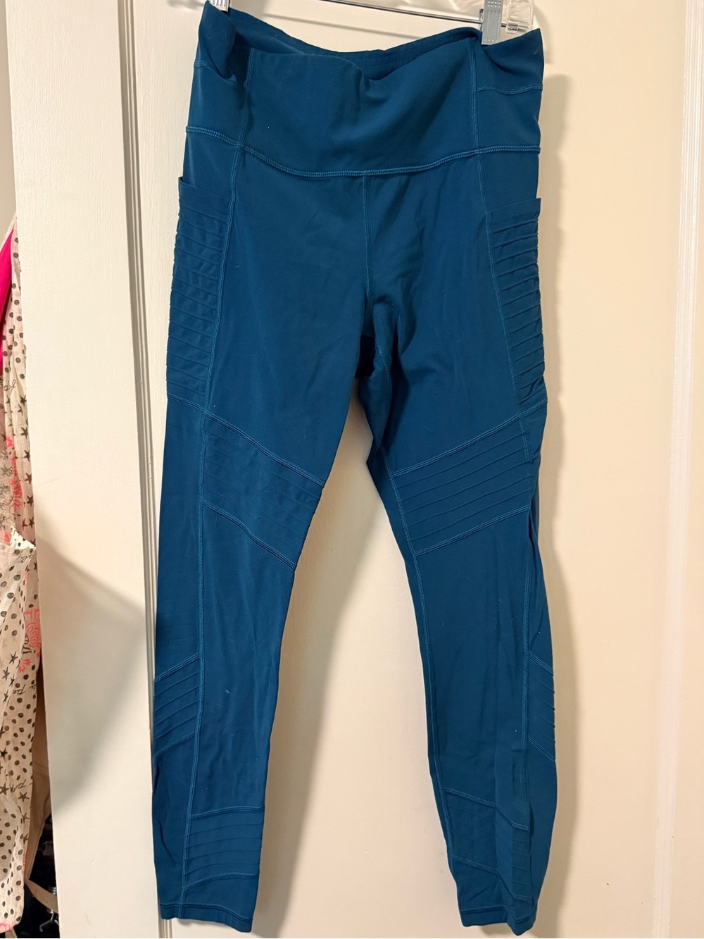 Athleta Teal Ribbed-Panel Leggings